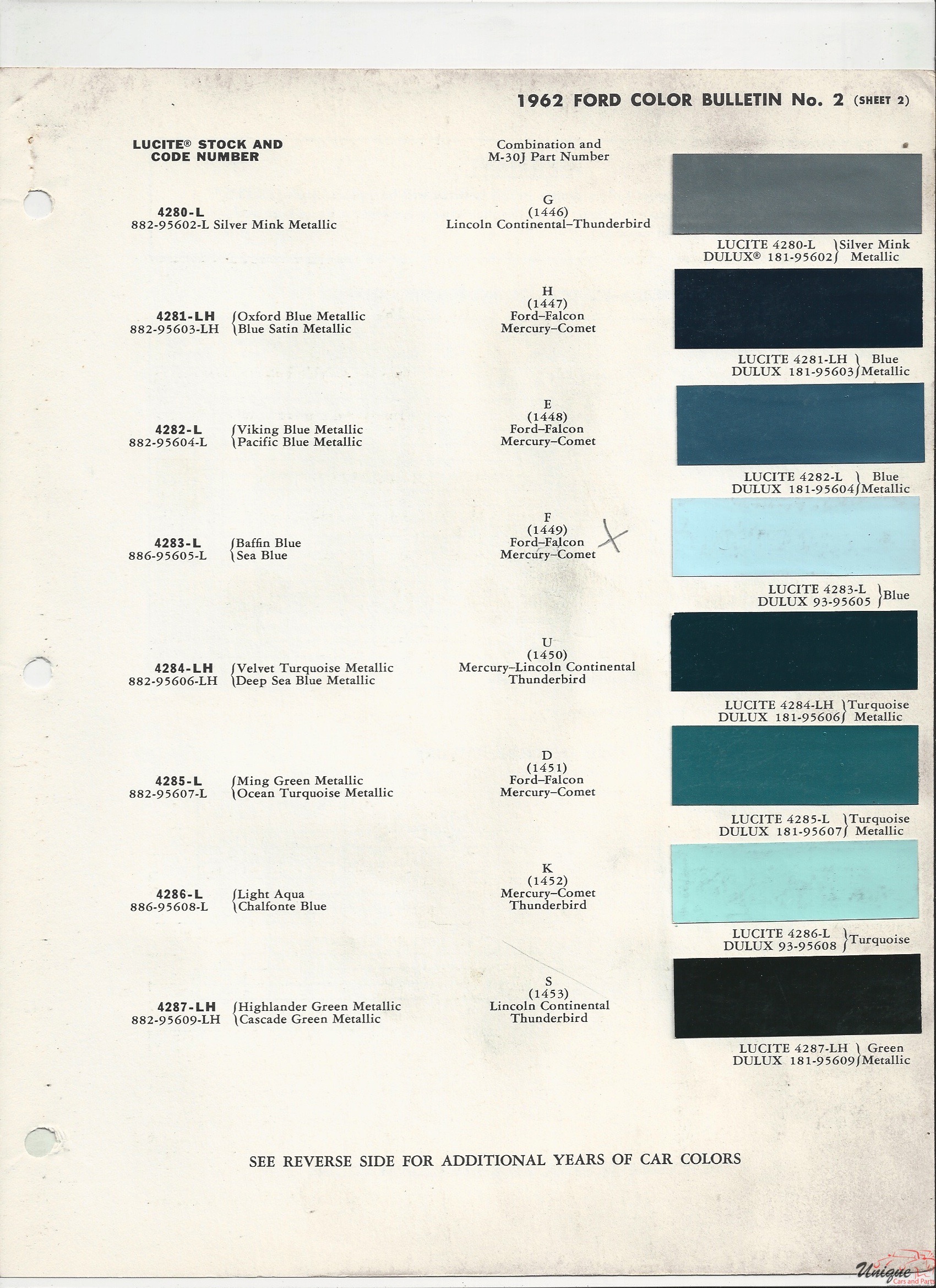 1962 Ford-2 Paint Charts